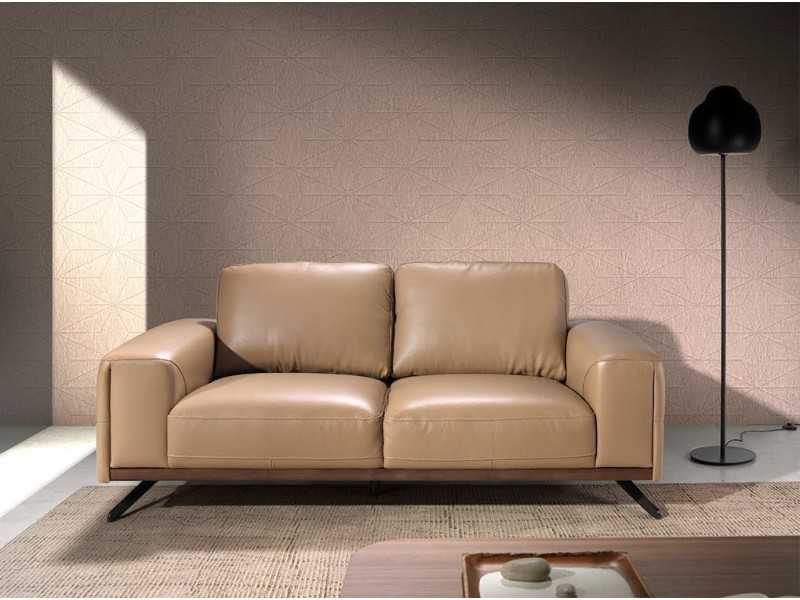 Vinatge designer sofa upholstered in leather - BARI