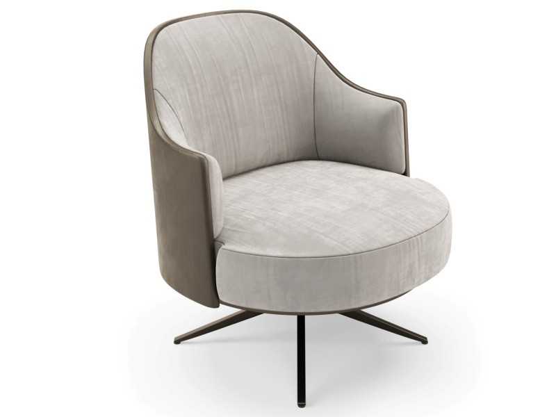 Swivel armchair with lacquered steel base - CUORE