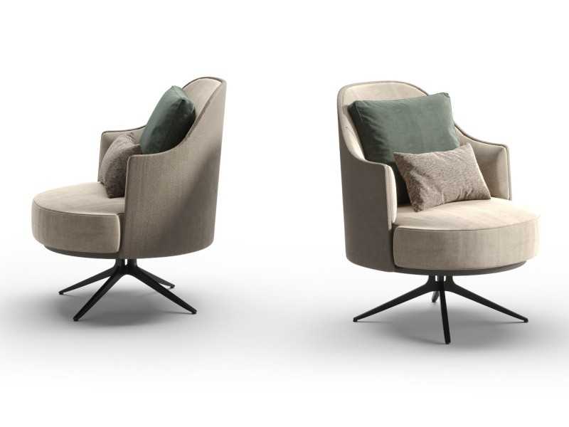 Sillón giratorio con base en acero lacado - CUORE