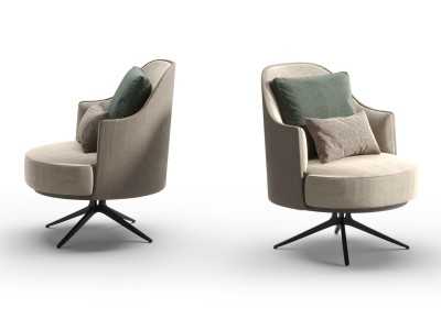 Sillón giratorio con base en acero lacado - CUORE