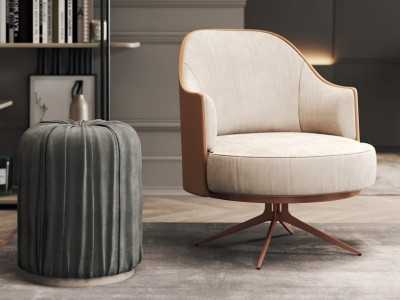 Sillón giratorio con base en acero lacado - CUORE