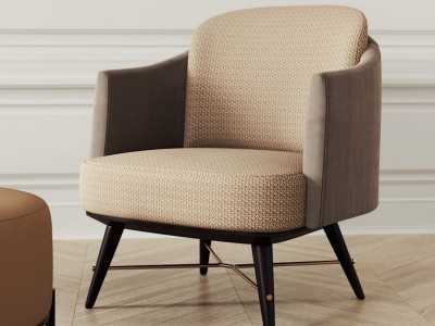 Sillón de diseño con brazos y base en madera - NAKAIR