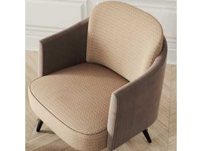 Sillón de diseño con brazos y base en madera - NAKAIR