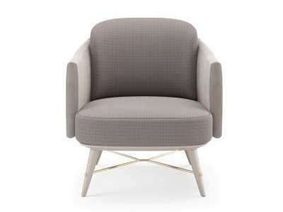 Sillón de diseño con brazos y base en madera - NAKAIR