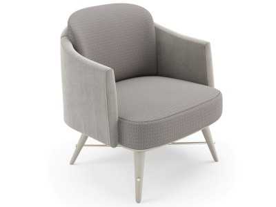 Sillón de diseño con brazos y base en madera - NAKAIR