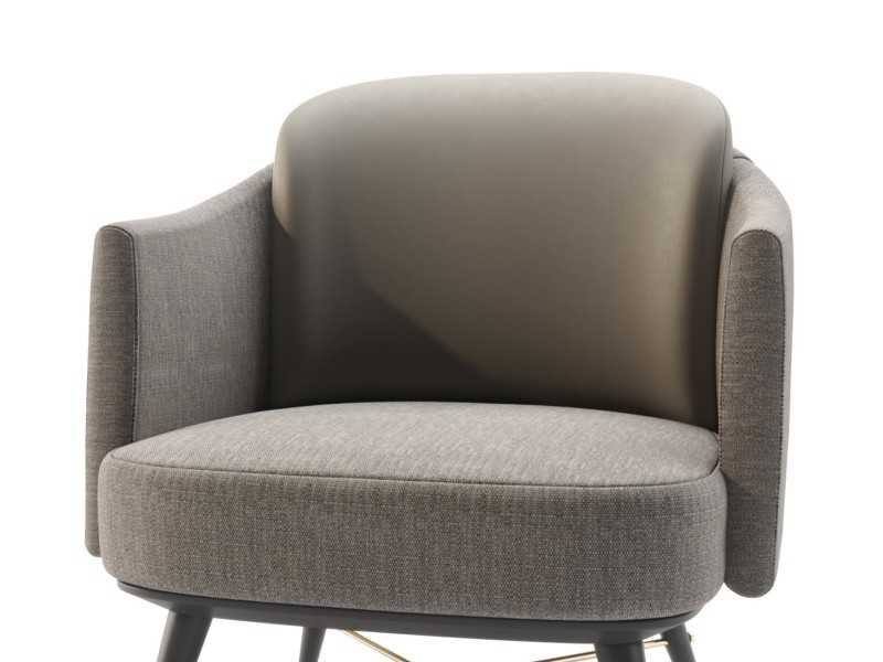 Sillón de diseño con brazos y base en madera - NAKAIR