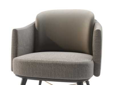Sillón de diseño con brazos y base en madera - NAKAIR