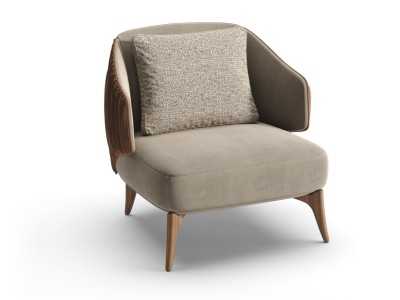 Designer armchair with solid wood legs - GOBI