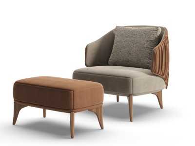 Designer armchair with solid wood legs - GOBI