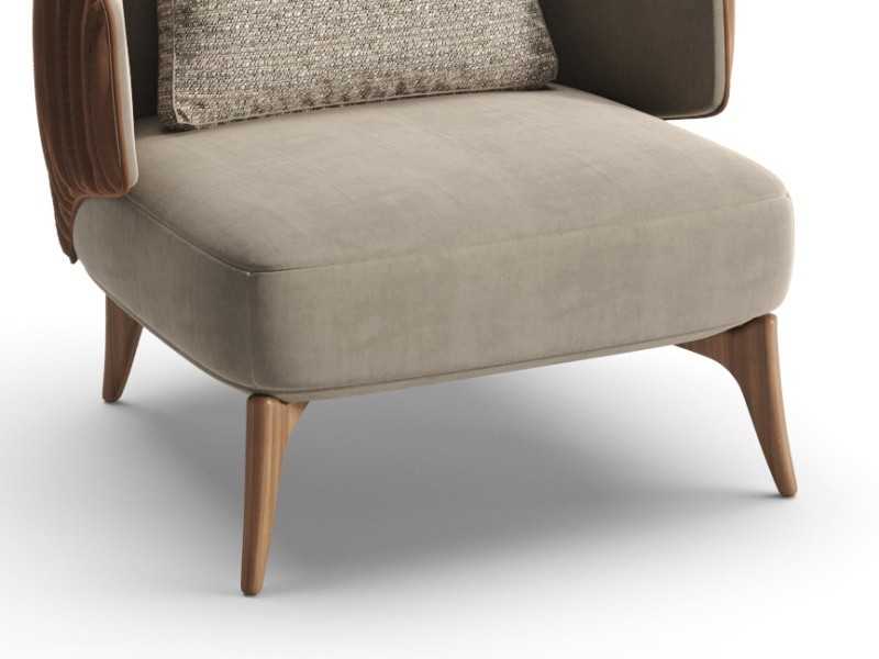 Fauteuil design avec pieds en bois massif - GOBI