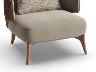 Designer armchair with solid wood legs - GOBI