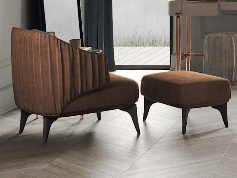 Designer armchair with solid wood legs - GOBI
