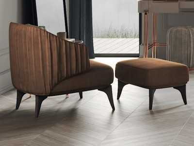 Designer armchair with solid wood legs - GOBI