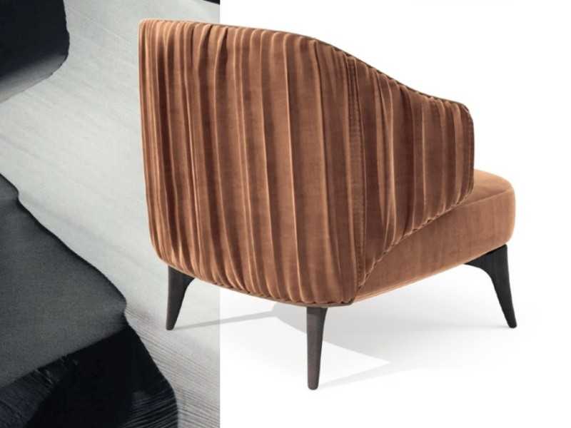 Designer armchair with solid wood legs - GOBI