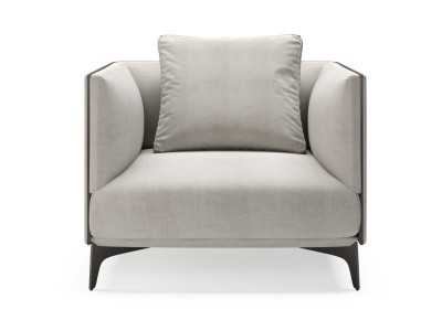 Designer armchair with lacquered steel legs - OCÉANO