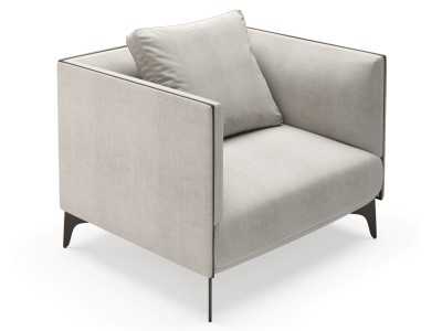 Designer armchair with lacquered steel legs - OCÉANO