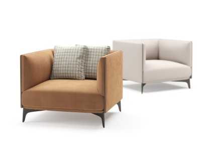 Designer armchair with lacquered steel legs - OCÉANO