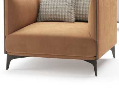 Designer armchair with lacquered steel legs - OCÉANO