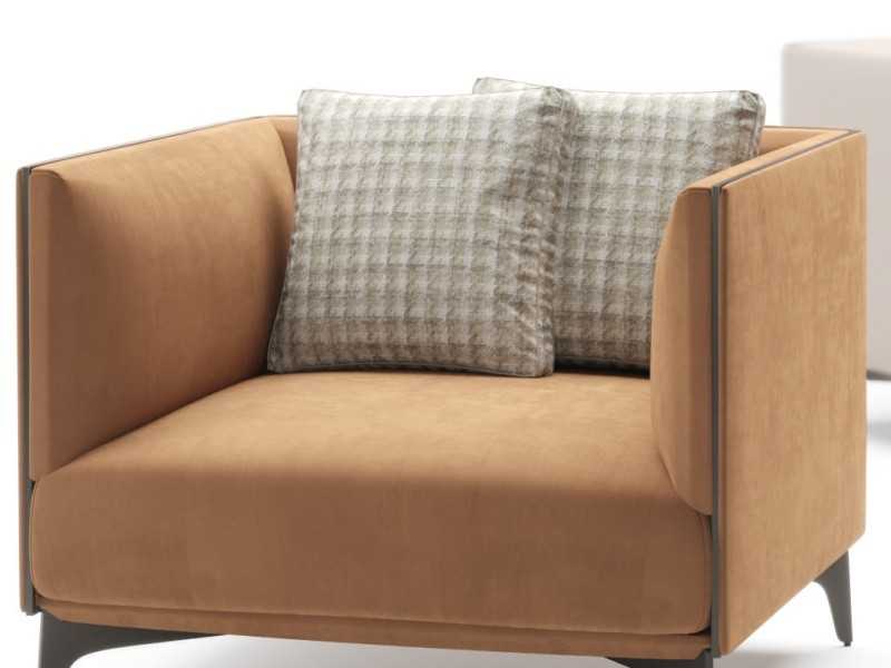 Designer armchair with lacquered steel legs - OCÉANO