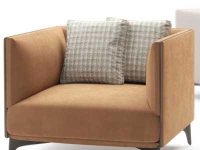 Designer armchair with lacquered steel legs - OCÉANO