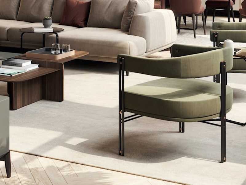 Designer armchair with metal structure - GUADUA