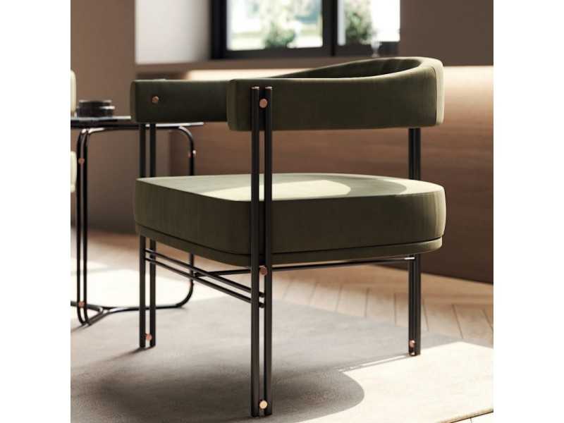 Designer armchair with metal structure - GUADUA