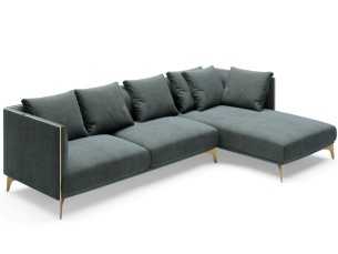 Sofá chaise longue de diseño con patas en acero lacado - OCÉANO