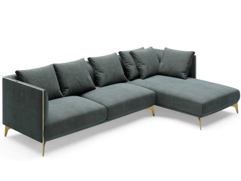 Designer chaise longue sofa with lacquered steel legs - OCÉANO