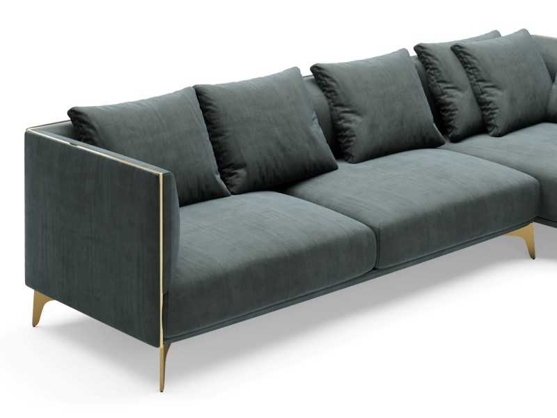 Sofá chaise longue de diseño con patas en acero lacado - OCÉANO