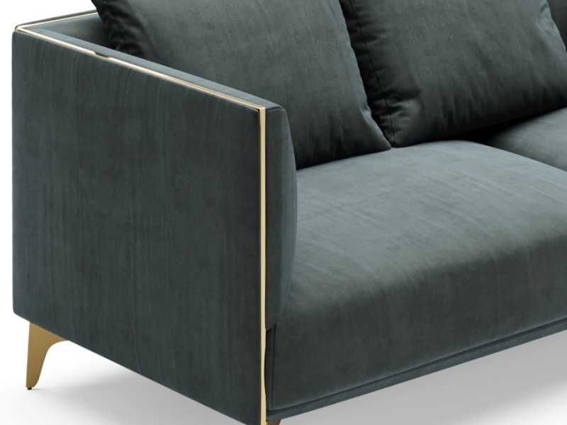Designer chaise longue sofa with lacquered steel legs - OCÉANO
