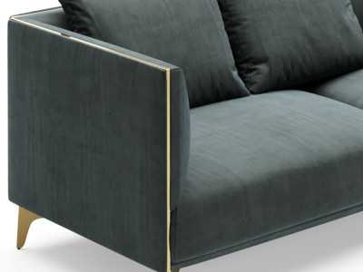 Designer chaise longue sofa with lacquered steel legs - OCÉANO