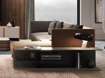 Designer chaise longue sofa with lacquered steel legs - OCÉANO