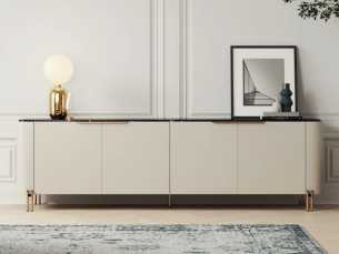 Buffet design avec plateau en marbre et base en acier - GUADUA