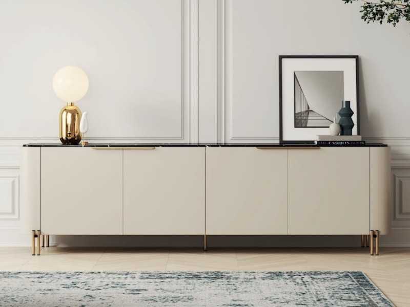 Design sideboard with marble top and steel base - GUADUA