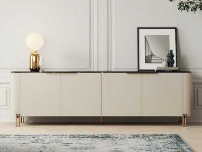 Design sideboard with marble top and steel base - GUADUA