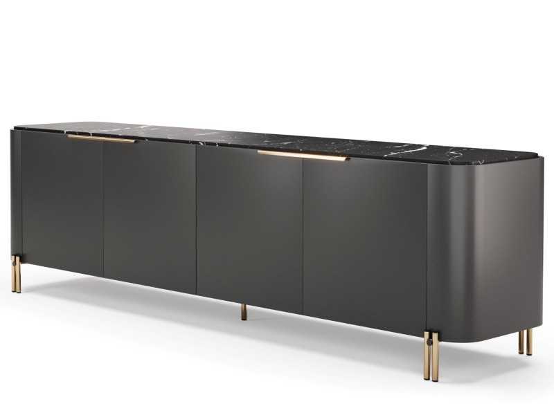 Design sideboard with marble top and steel base - GUADUA