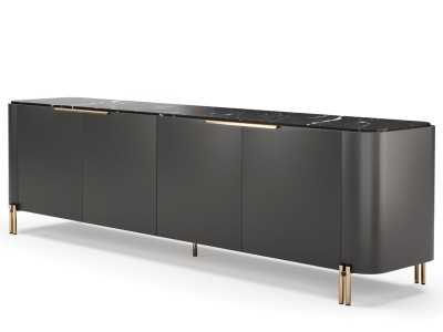 Design sideboard with marble top and steel base - GUADUA