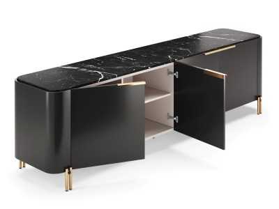 Design sideboard with marble top and steel base - GUADUA