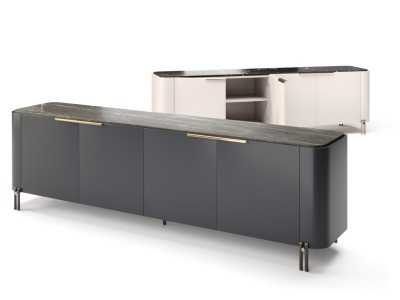 Design sideboard with marble top and steel base - GUADUA