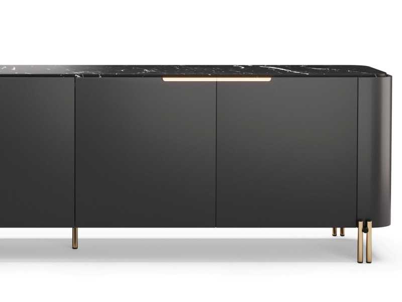 Buffet design avec plateau en marbre et base en acier - GUADUA