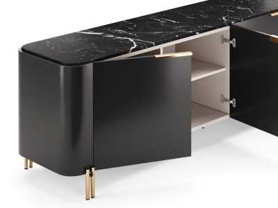 Design sideboard with marble top and steel base - GUADUA