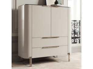 Vitrine design avec plateau en marbre et base en acier - GUADUA 2