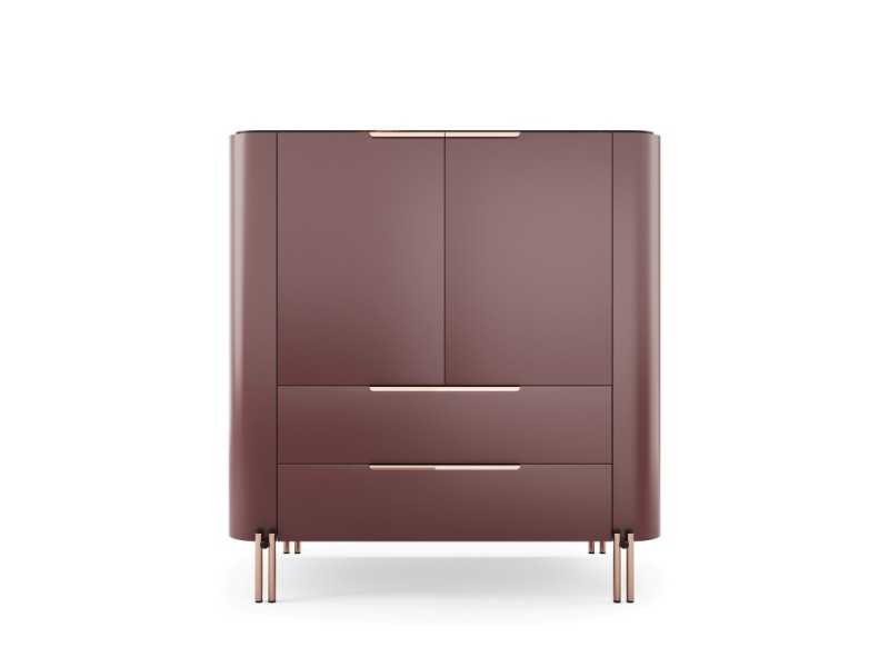Vitrina de diseño con tapa de mármol y base en acero - GUADUA