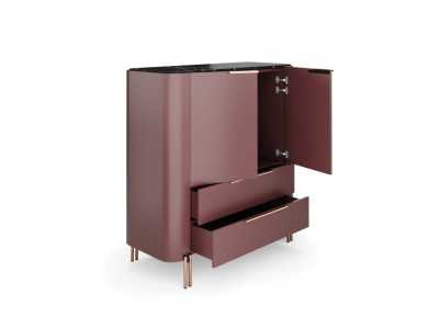 Vitrina de diseño con tapa de mármol y base en acero - GUADUA