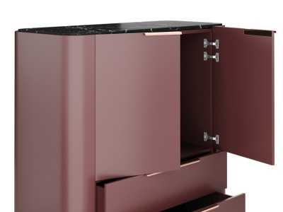 Vitrina de diseño con tapa de mármol y base en acero - GUADUA