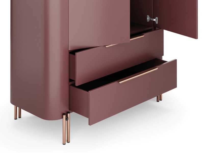 Vitrine design avec plateau en marbre et base en acier - GUADUA