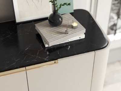 Vitrine design avec plateau en marbre et base en acier - GUADUA Vitrine design avec plateau en marbre et base en acier - GUADUA