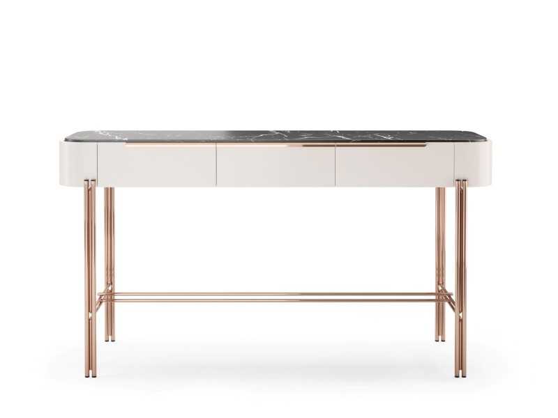 Designer console with marble top and steel base - GUADUA