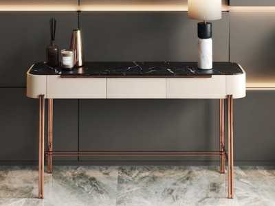 Designer console with marble top and steel base - GUADUA