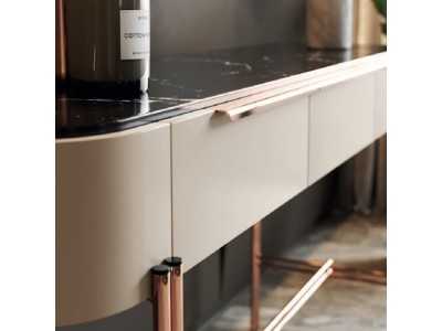 Designer console with marble top and steel base - GUADUA